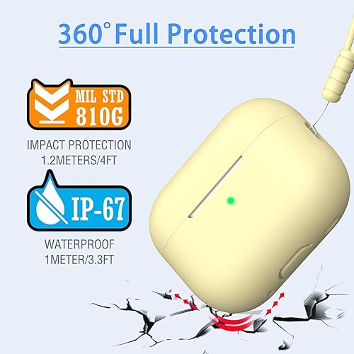 Miniatura 4 de Funda para AirPods Pro de 2 generación, silicona suave anticaídas de grado militar, absorbe los golpes, para AirPods Pro, con llavero y kit de