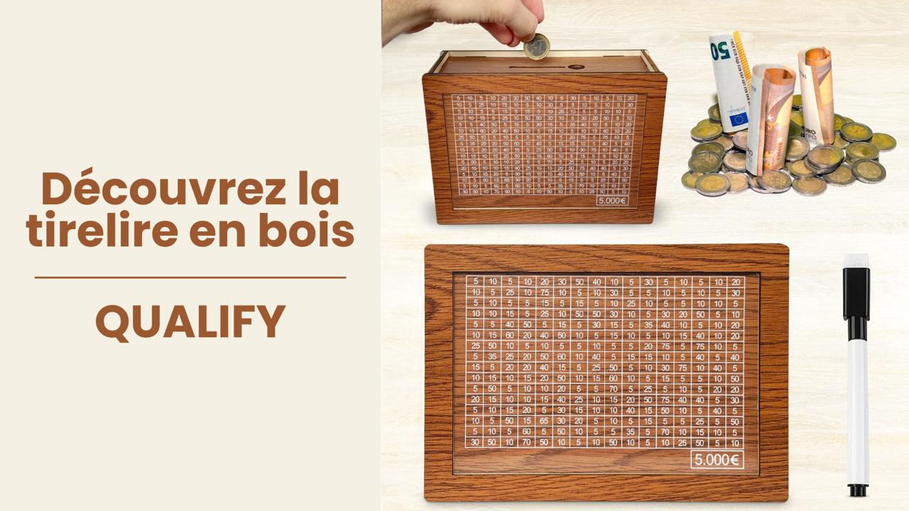 Lot 2 Tirelires En Bois 5000€ Et 10000€ - Tirelire Magique Réutilisable Avec Marqueurs - Objectif Épargne