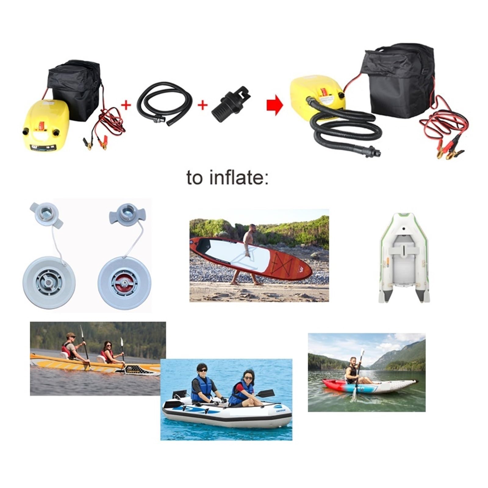 Pompa Elettrica For Aria, Gommone, Canotto, Tavola Da Surf, Stand Up Paddle, Kayak, Canoa Gonfiaggio Rapido