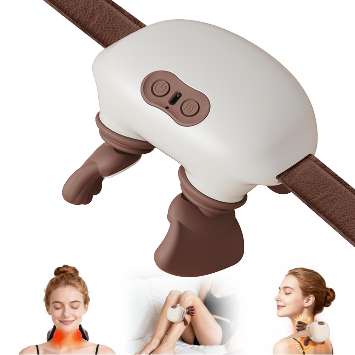 Masajeador de Cuello con Calor 4D Shiatsu, Recargable, Relajación Casa
