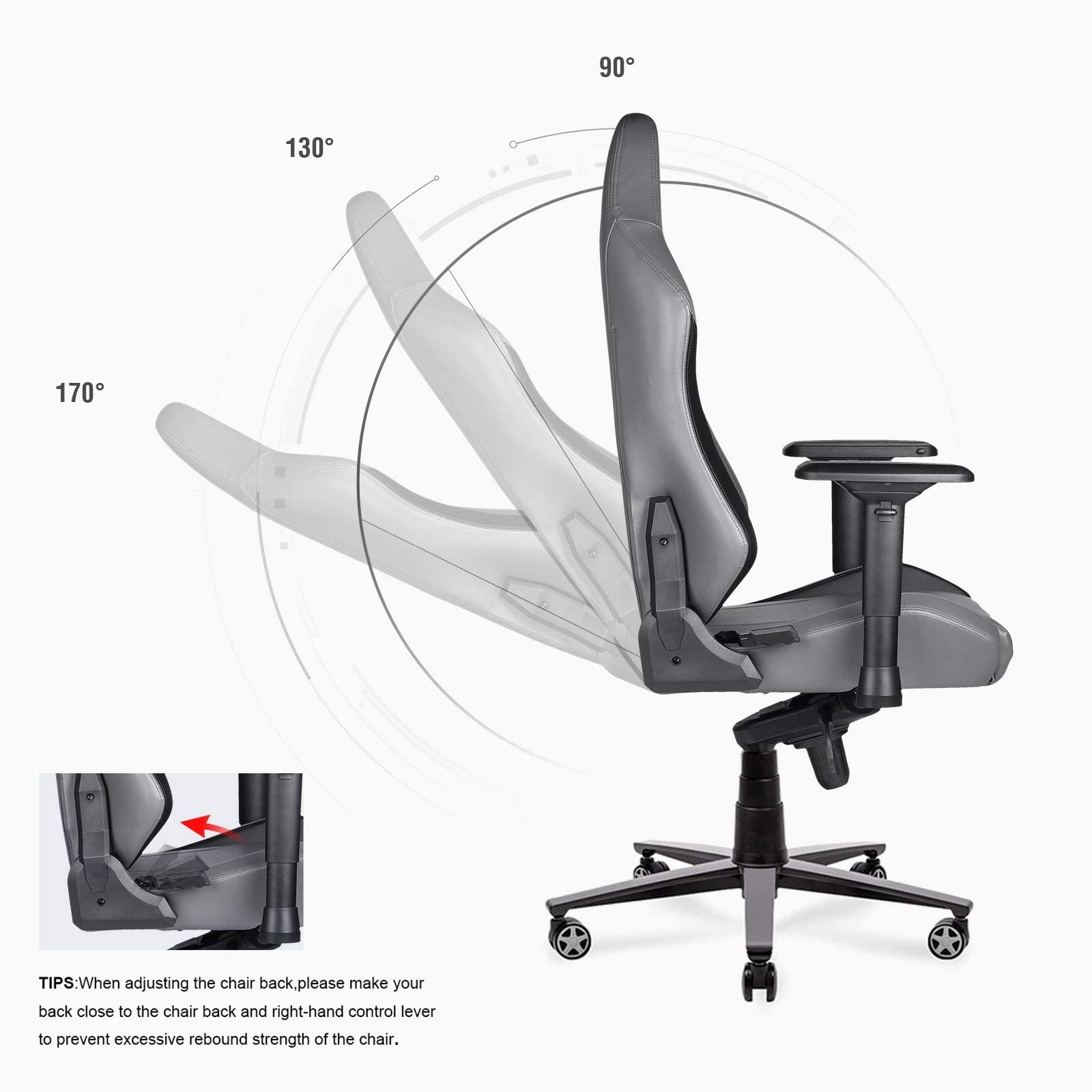 Gaming Chair 350lb Big and Tall High Back Computer Office Chair PU ...
