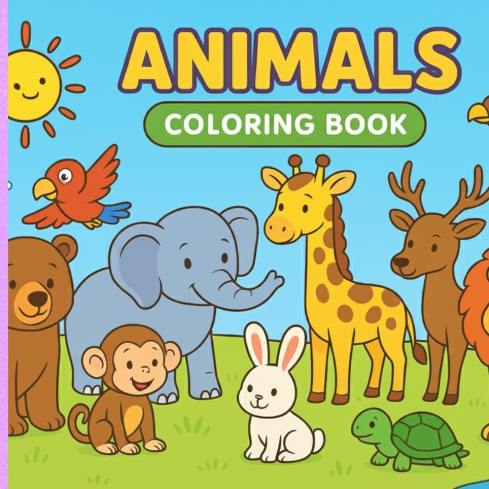 Cute Animals Coloring Book & Connect the Dots for Kids: Fun Land, Air and Sea Animals Activities for Ages 3–8: Coloring Pages, Dot-to-Dots and Early Learning Games