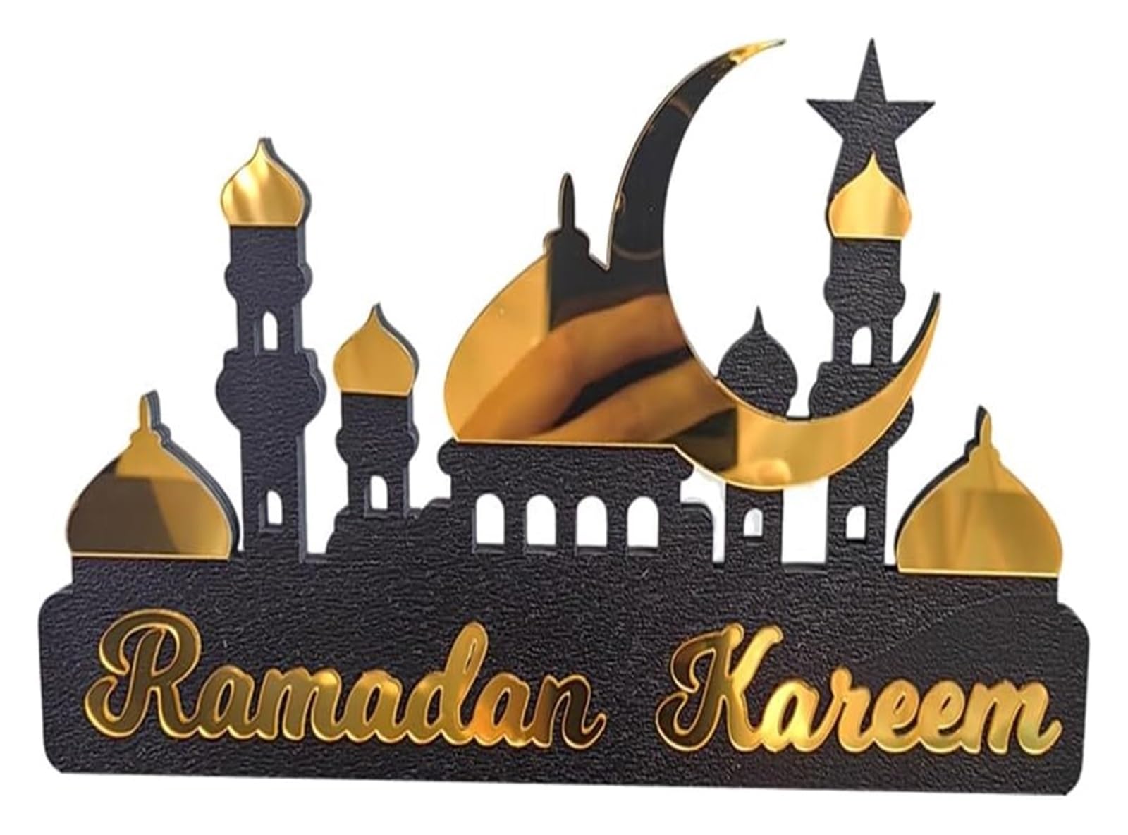 Ptrecniok Ramadan Decorations For Home Table， Ramadan Kareem Table Decoration Wooden Acrylic Eid Mubarak(Golden a,S)
