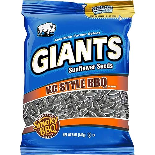 Giants KC Style Barbacoa - Bocadillos de semillas de girasol, 5 onzas, 12 por caja.