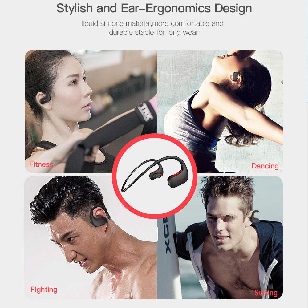 Auricolari Bluetooth, migliori auricolari wireless IPX7 Auricolari sportivi impermeabili con microfono HD Stereo Sweatproof auricolari in-ear Palestra Allenamento in esecuzione 4 ore Auricolari