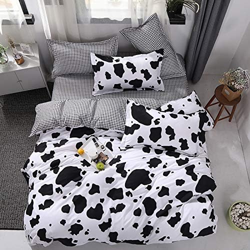 Teen Bedding Boys Girls Cow Print - Full/Queen,Kids Duvet Cover Sets White 3 Pieces (1 Duvet Cover and 2 Pillowcases) - Soft,NO Comforter