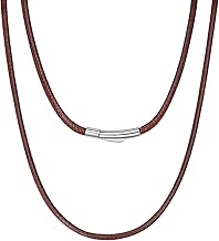Richsteel Black Artificial Leather Braided Necklace for Men and Women - 2mm/3mm Cord for Pendant 40/46/50/52/24/26/26/28/71/76 cm
