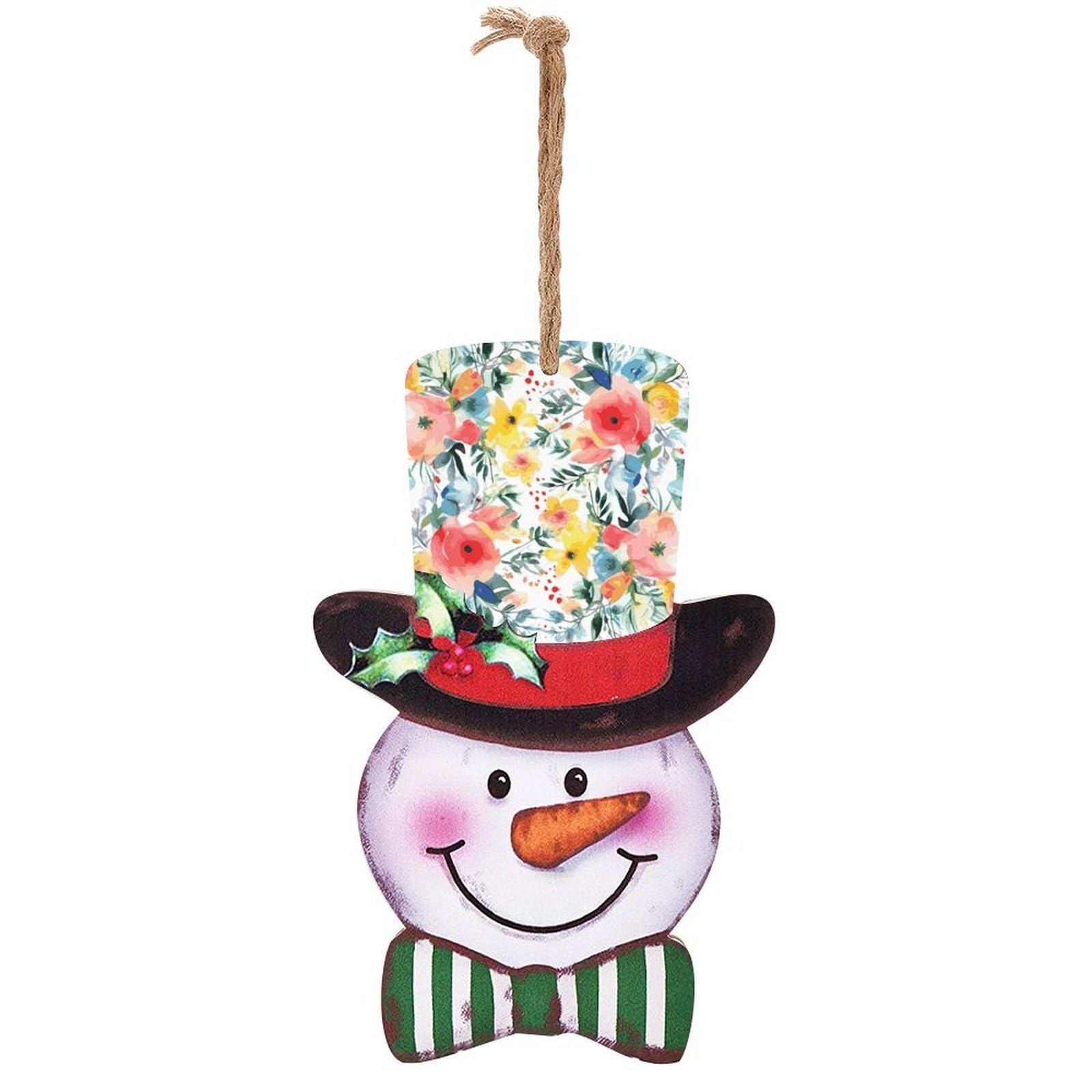 Bright Floral Watercolor Snowman Decor Christmas Snowmans Hanging Decors Wooden Exquisite Holiday Decoration Sign for Home Window Wall Farmhouse Indoor Outdoo