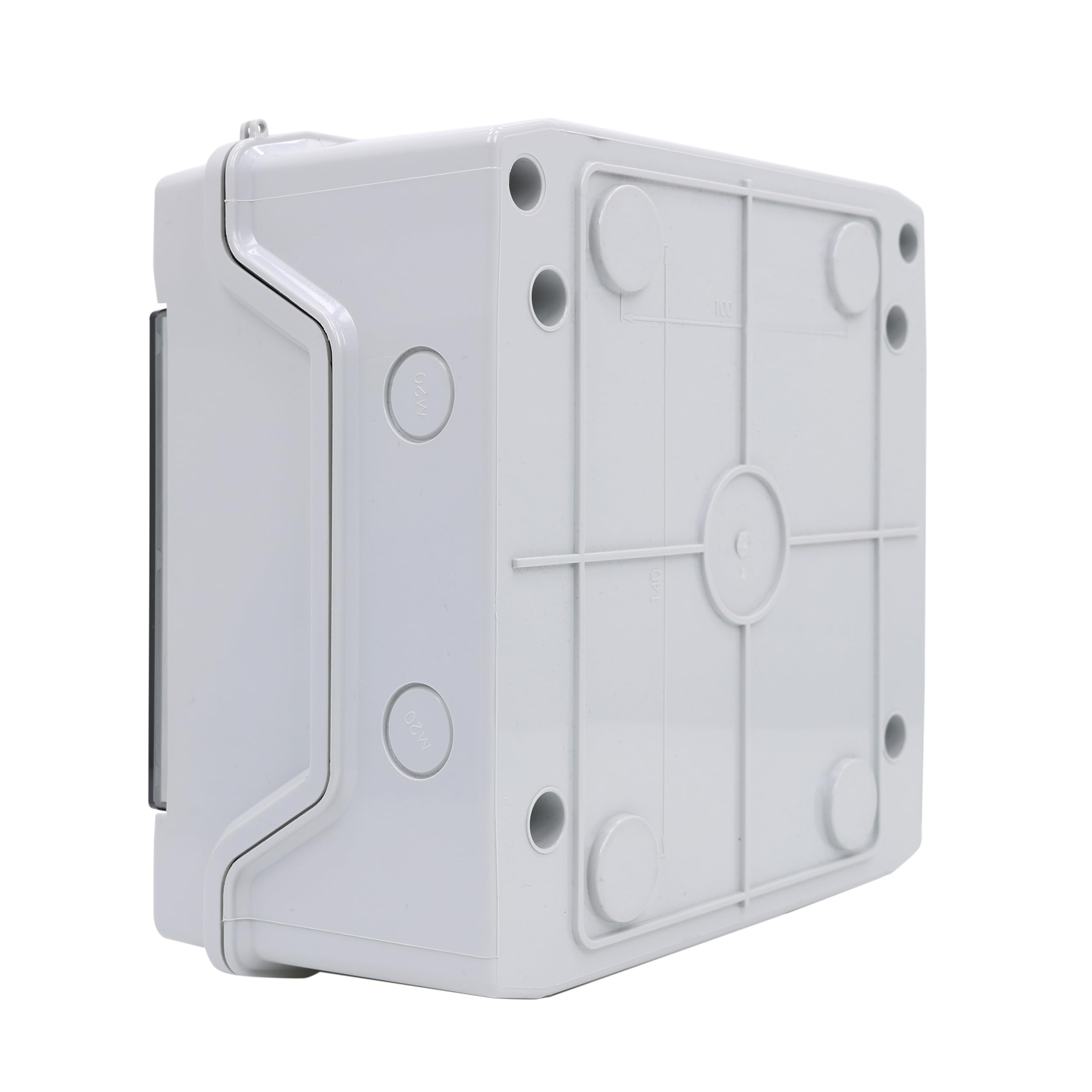 RSE DualPowerBox IP65 – 2 x TH35 gniazda Schuko, każde z oddzielnym wyłącznikiem C16, odporne na warunki atmosferyczne (IP65 przy zamkniętym oknie), 230 V do użytku na zewnątrz i na placu budowy