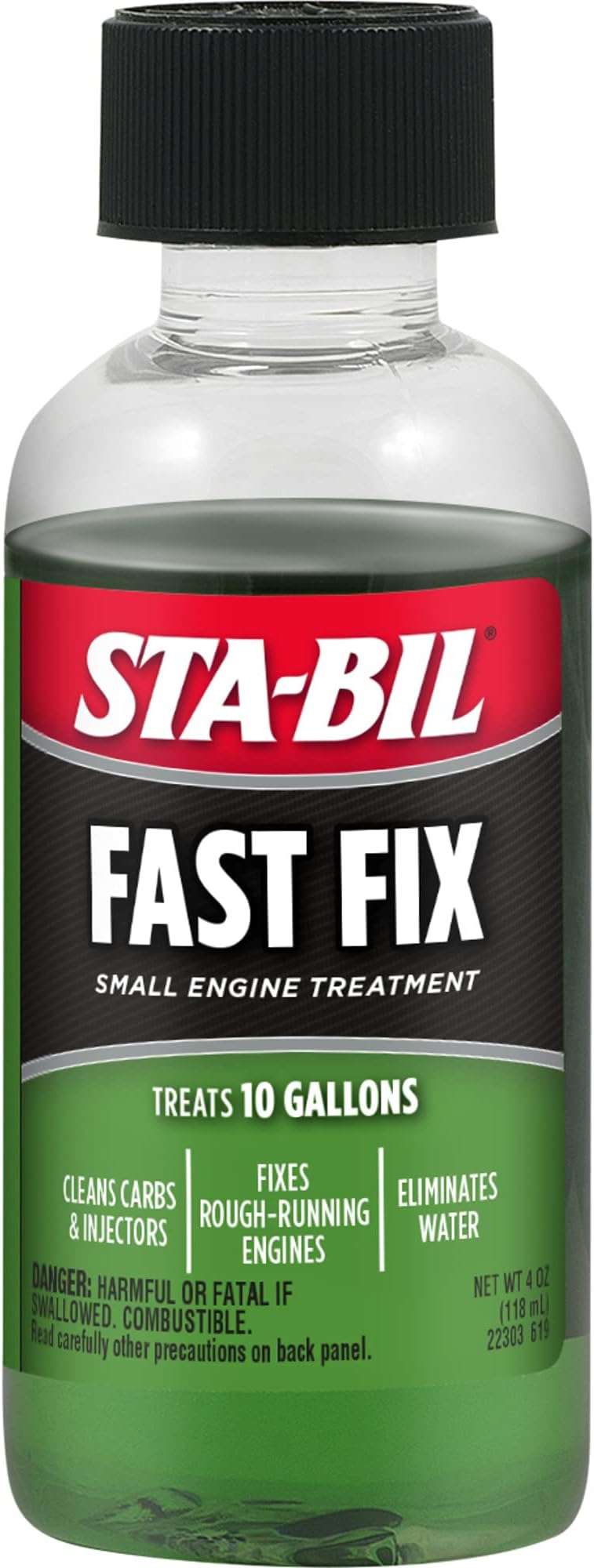 Fast Fix - Small Engine Treatment, Cleans Carburetors & Injectors, Fixes Rough Running Engines, Eliminates Water, Carb Cleaner & Fuel Injector Cleaner Treats Up to 10 Gallons, 4oz