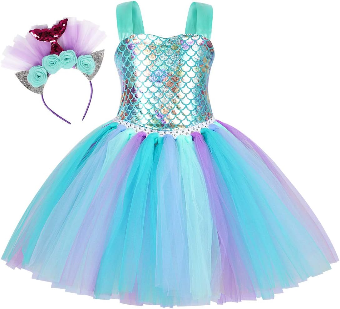 WonderBabe Mermaid tutu girl costume birthday dress mermaid dress up costume