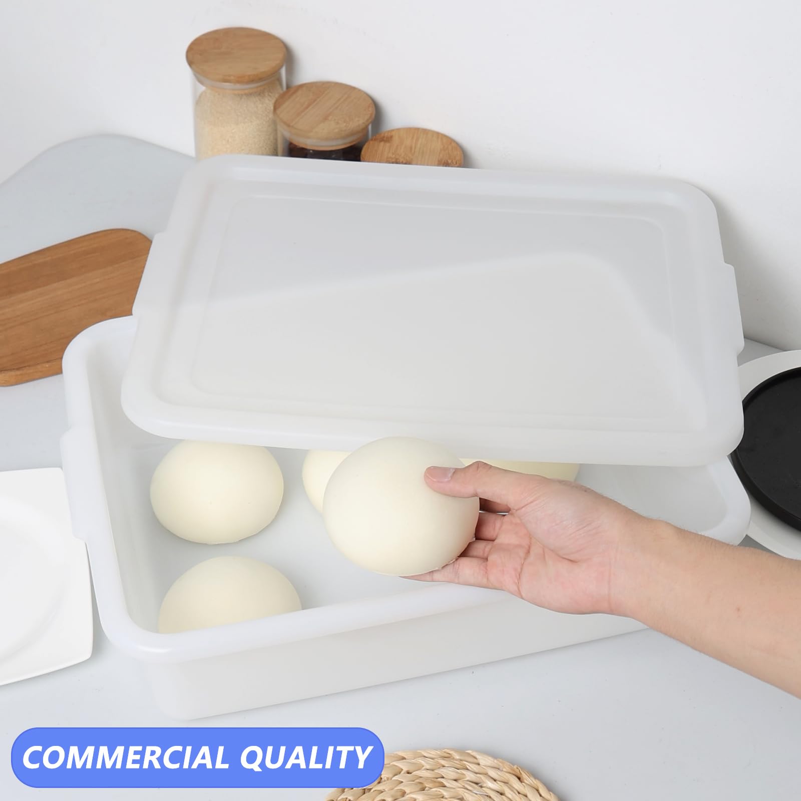 Confezione da 3 scatole per la lievitazione dell'impasto della pizza, vassoio commerciale per fermentazione dell'impasto da 13 l, impilabile, in plastica, per uso domestico e pizzeria (3