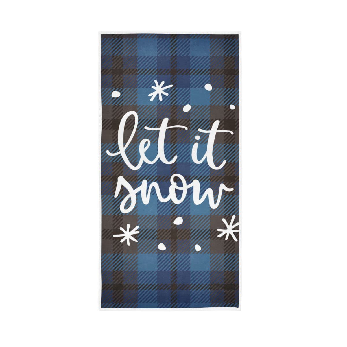 LSRCPD Let It Snow Christmas Blue Plaid Soft Bath Towel Absorbent Hand Towels Multipurpose for Bathroom Hotel Gym Spa 30"x15"