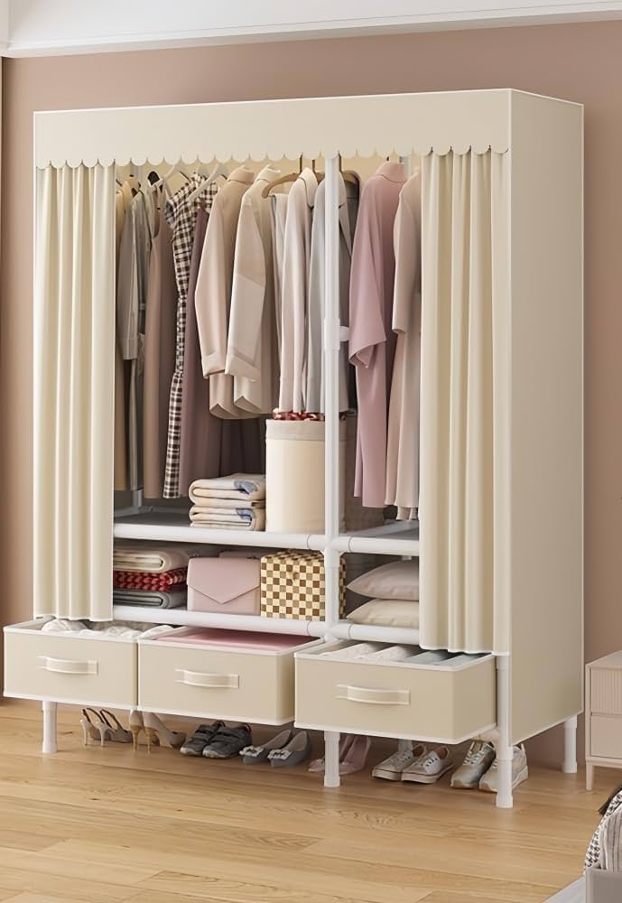 ワードローブ　クローゼット　大容量　衣類収納ラック　ベージュ 楽天市場】【時間限定！10%OFFクーポン】衣類収納ラック ワードローブ