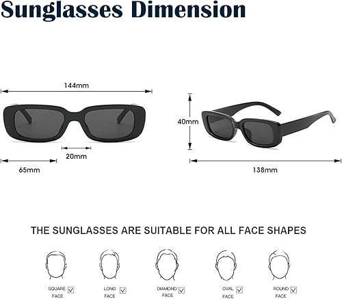 Miniatura 4 de Lentes de sol rectangulares para mujeres y hombres, lentes de sol retro Fahion angostos cuadrados de los años 90, lentes vintage Y2K UV 400