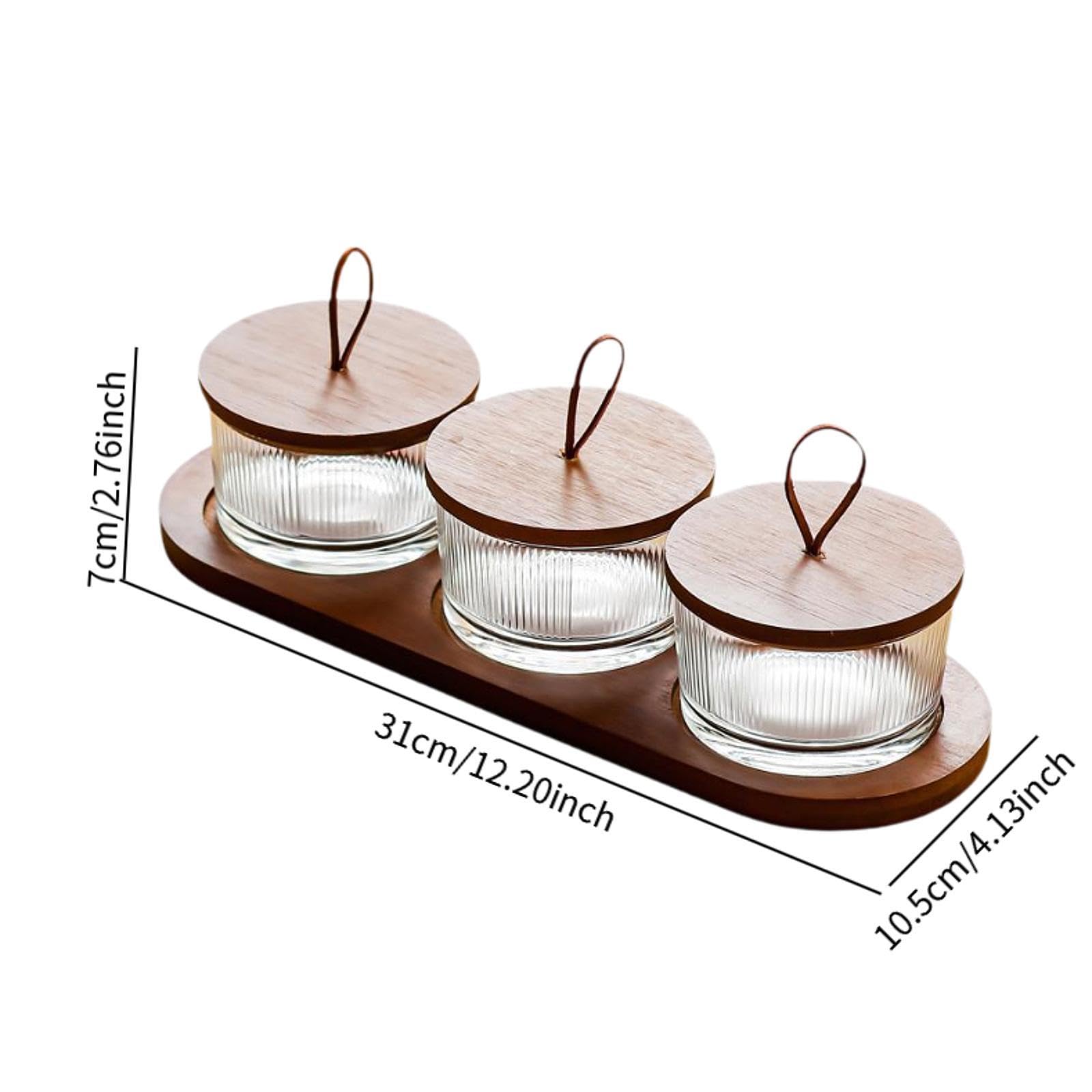 Bandeja Dividida para Servir Plato de Madera para Snacks Bandeja con Secciones para Frutas Fuente de Cristal con Compartimientos Y Tapa Mantiene, tal como se describe, 3 Rejilla