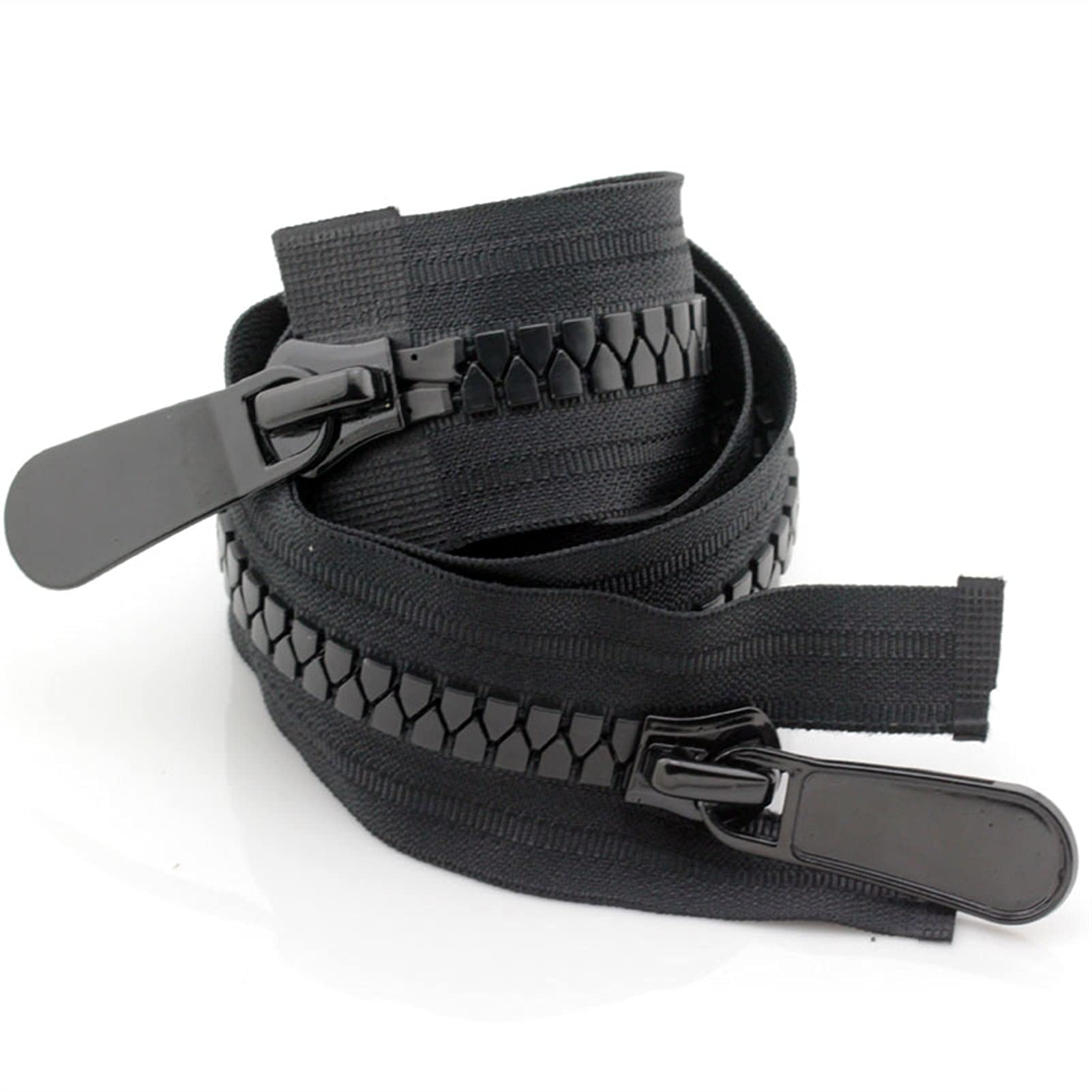 Mdingbao-Chiusure Lampo 8# 15# Doppia Apertura Zipper in Resina Bianco e Nero 60/70/80/90/190/120/150 cm Lungo Zipper Jacket Giacca Cappotto Doppio cursori, Forte e Durevole