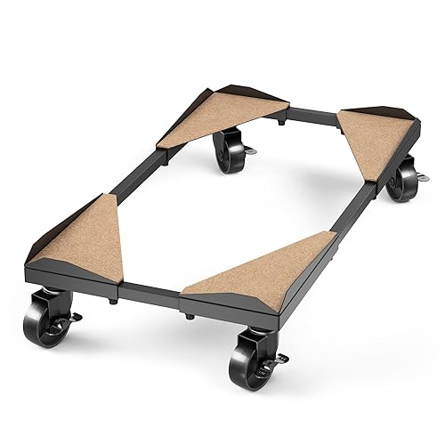 Bytesium PC Tower Stand – Metal Frame – Adjustable Width and Length – 4 Locking Wheels – Cork Pads – Computer Tower Stand for ATX – Easy Assembly – Wide Size Range – Computer Cart – CPU Holder