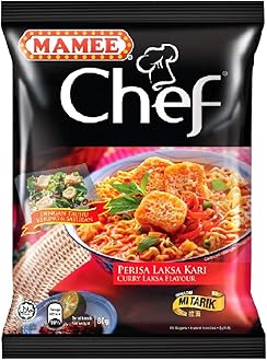 Mamee Chef Instant Noodles 80g (Curry Laksa, 8 Packs)