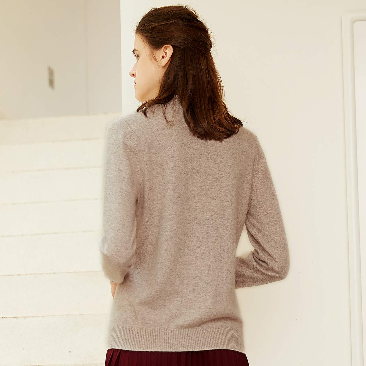 ZHILI Maglia da Donna in Cashmere a Maniche Lunghe