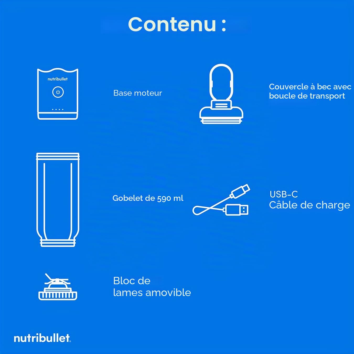 nutribullet Flex Mélangeur personnel noir – Assez puissant pour écraser la glace et mélanger les fruits et les noix surgelés – Tasse amovible de 500 ml avec couvercle étanche