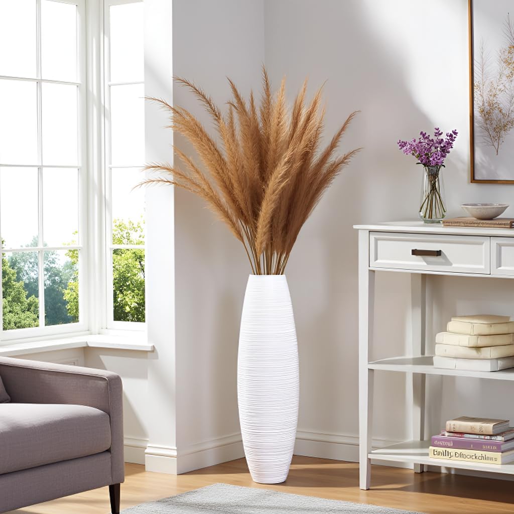 Tall Floor Vase, 27.5 inches (70cm, 2.3FT) Floor Vase Sturdy and Luxurious,Tall Vases for Country Home Decor, Living Room, Resin White Vases - Image 7