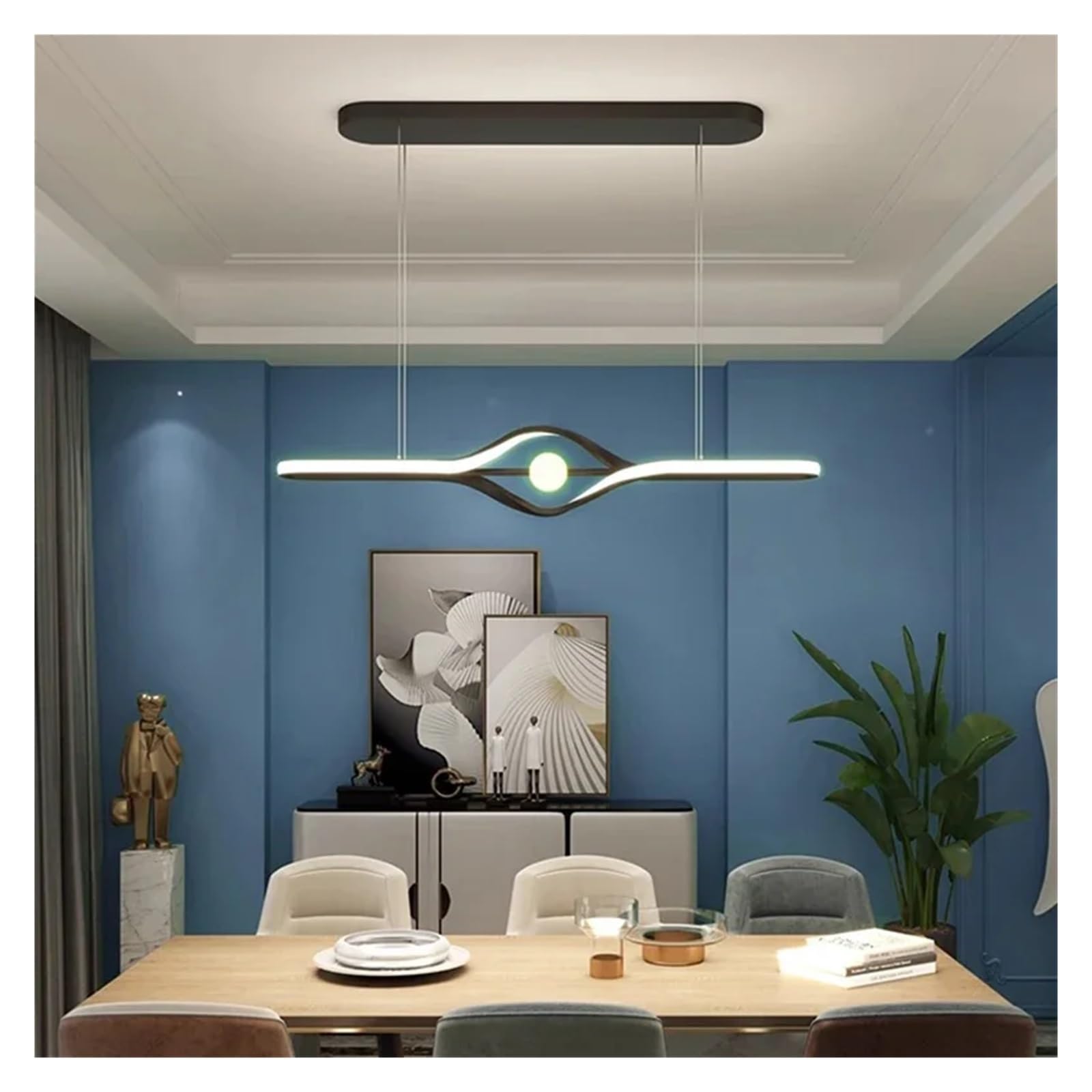 Moderne italienische Beleuchtung aus Kupfer für Restaurant, gerade Theke, Büro, minimalistische Esszimmerleuchte, personalisierte Beleuchtungskörper (Schwarz, Länge 110 cm)