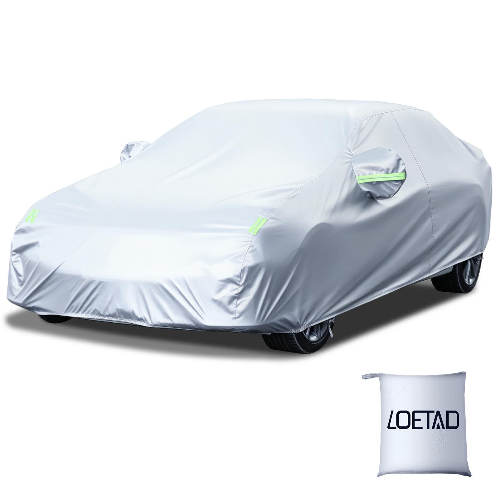 LOETAD Bâche Voiture Exterieur Housse de Protection Voiture Imperméable pour Auto Anti UV Poussière Vent Gel Neige Hiver 470 x 180 x 150 cm - Argent