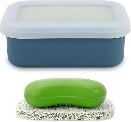 Miniatura 13 de Estuche de jabón de viaje, contenedor de jabón de viaje a prueba de fugas, caja de jabón de silicona con capa de drenaje, portajabón irrompible