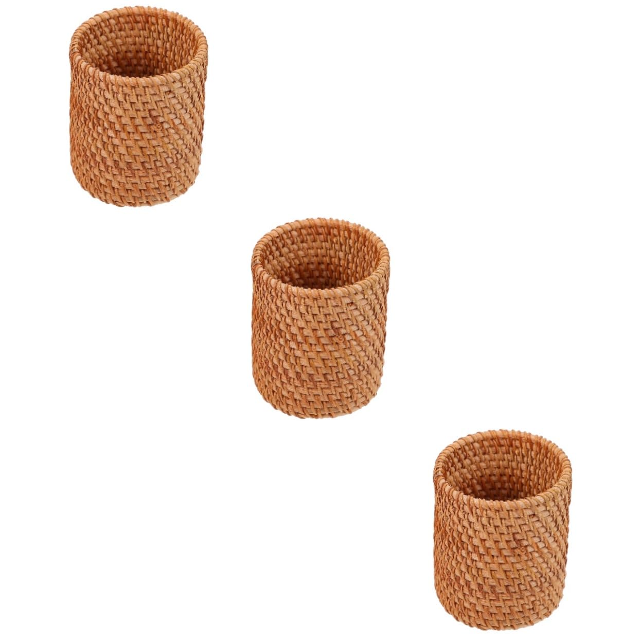 SEWACC 3piezas Cesta De Almacenamiento Tejida Mano Para Escritorio Portalápices Versátil y Organizador De Accesorios De Papelería Diseño Natural y Funcional Para Oficina y Hogar