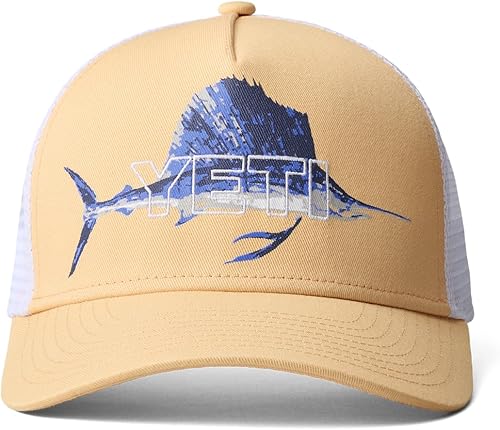 YETI Sailfish Badge Mid Pro Trucker Hat, Salmón, SALMÓN