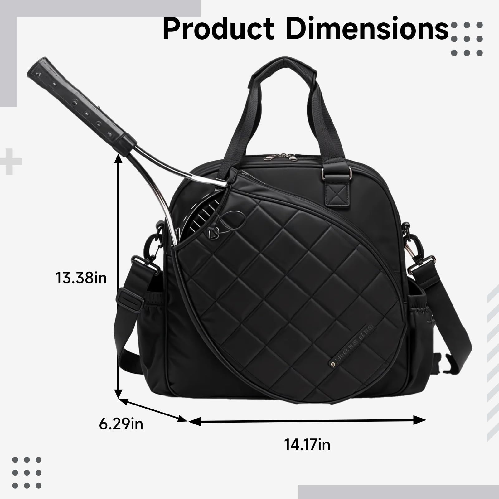 Bosreroy Tennis Racket Shoulder Bag, Foldable Sports Tote With Adjustable Strap, Waterproof Travel Bag For Outdoor Use