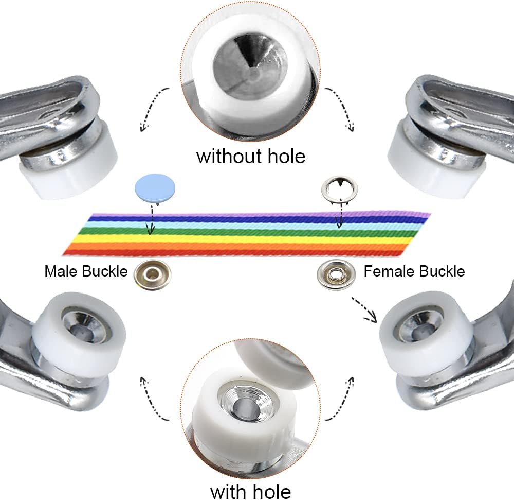 200 Sets Snaps Fasteners Kit 9.5mm 10 Colors Metal Prong Ring Button Hollow and Solid Metal Prong Snaps Buttons with Fastener Pliers Press Tool for Sewing and Crafting