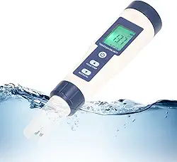 Medidor Digital De Qualidade Da água Topyond - 5 Em 1 PH Salinidade Temperatura TDS EC - À Prova D'água Com Retroiluminação - Testador Digital De água Para Uso Doméstico E Profissional