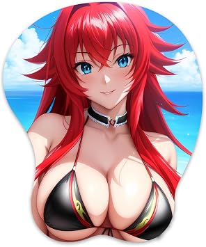 3D Mouse Pad Oppai Mousepad with Soft Gel Wrist Rest Anime Manga Gaming Boob pad Anti-Slip Mouse Mat Rias