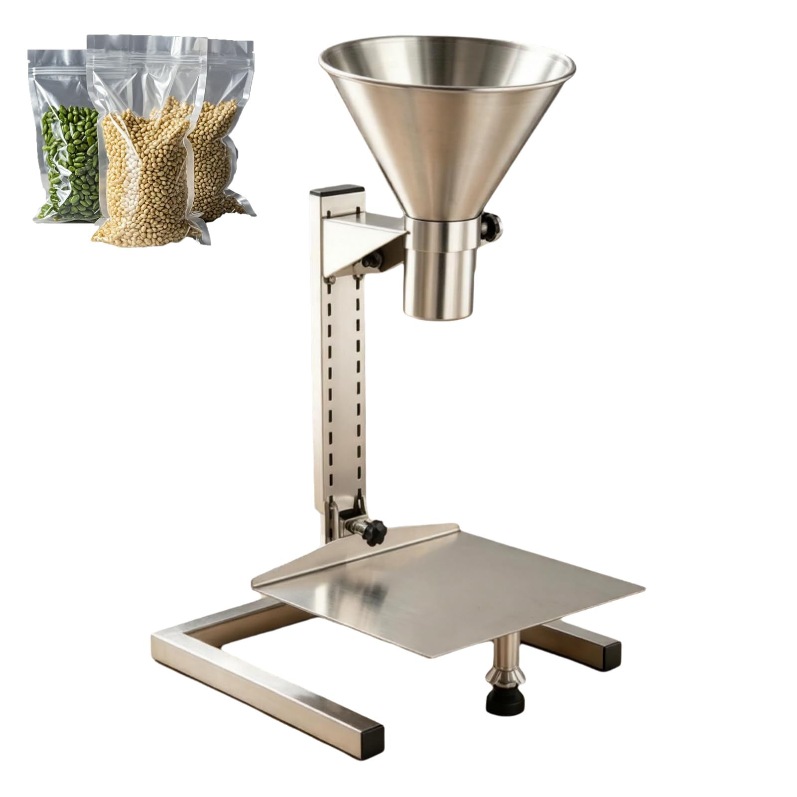 Prepared Foods Feeding Hopper, Schwerlast Zuführ Trichter Mit Halterung Und Tablett, Höhenverstellbar, 100 Kg Tragfähigkeit, Fülltrichter Für Pulver Flüssigkeit Und Granulat Verpackung 2cm