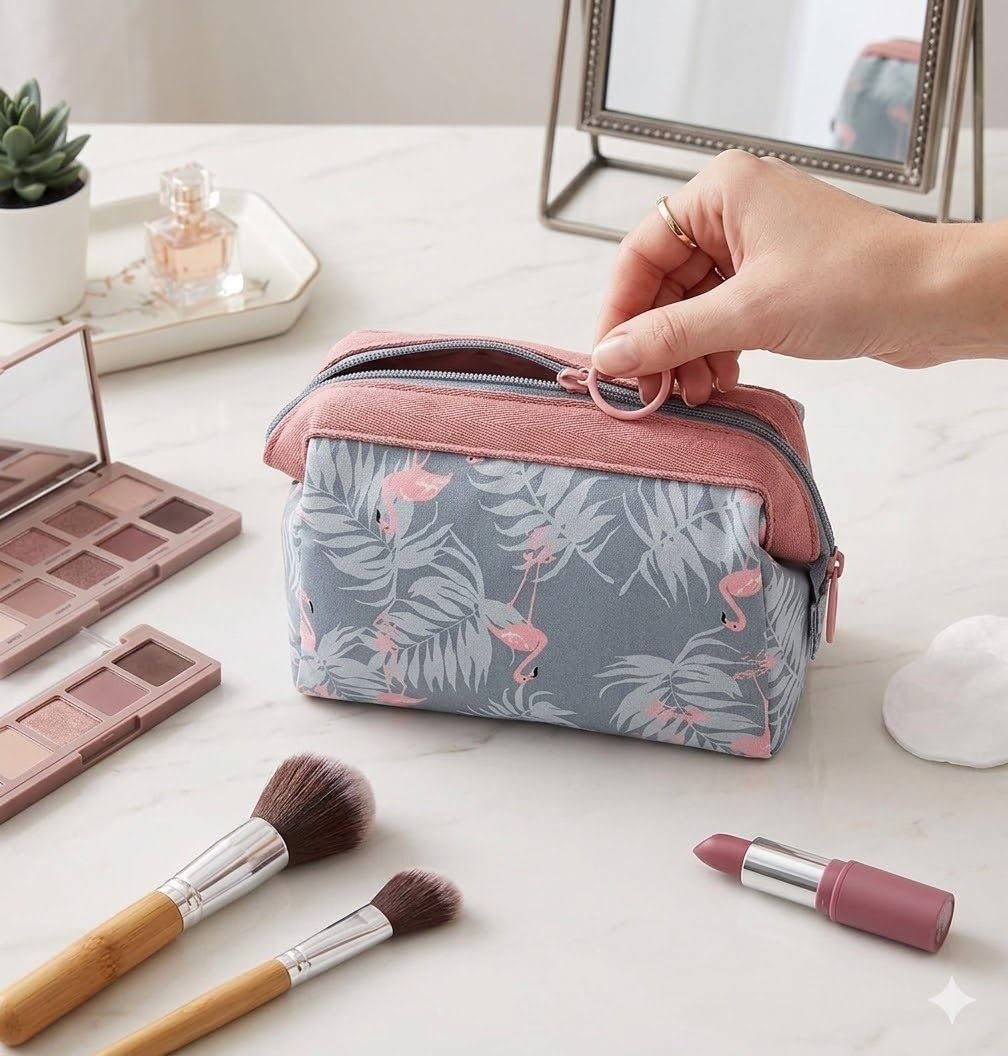 Cosmetic Toiletry Makeup Vanity Shaving Household Grooming Travel Storage Organizer Bags Pouch kit Pack for Men Women Girls Travel -Flamingo TSPF-6-image-40