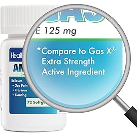 HealthA2Z Gas Relief Simethicone | 125mg | Relieves from Stomach Discomfort and Gas | Anti Flatulence | Relieves Gas Fast and Bloating (72 Counts (Pack of 1))