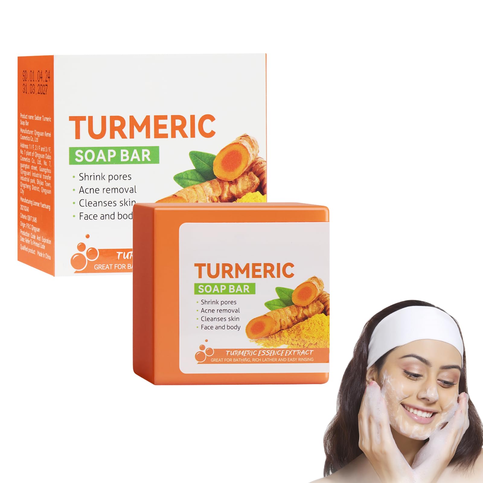 Jabón de Cúrcuma, Jabón de Cúrcuma Aclarador, Jabón Facial Cúrcuma, Jabón de Cúrcuma para Cara Sólida, Jabón de Cúrcuma Contra Manchas, Limpiador, Jabón de Baño para Cara y Cuerpo