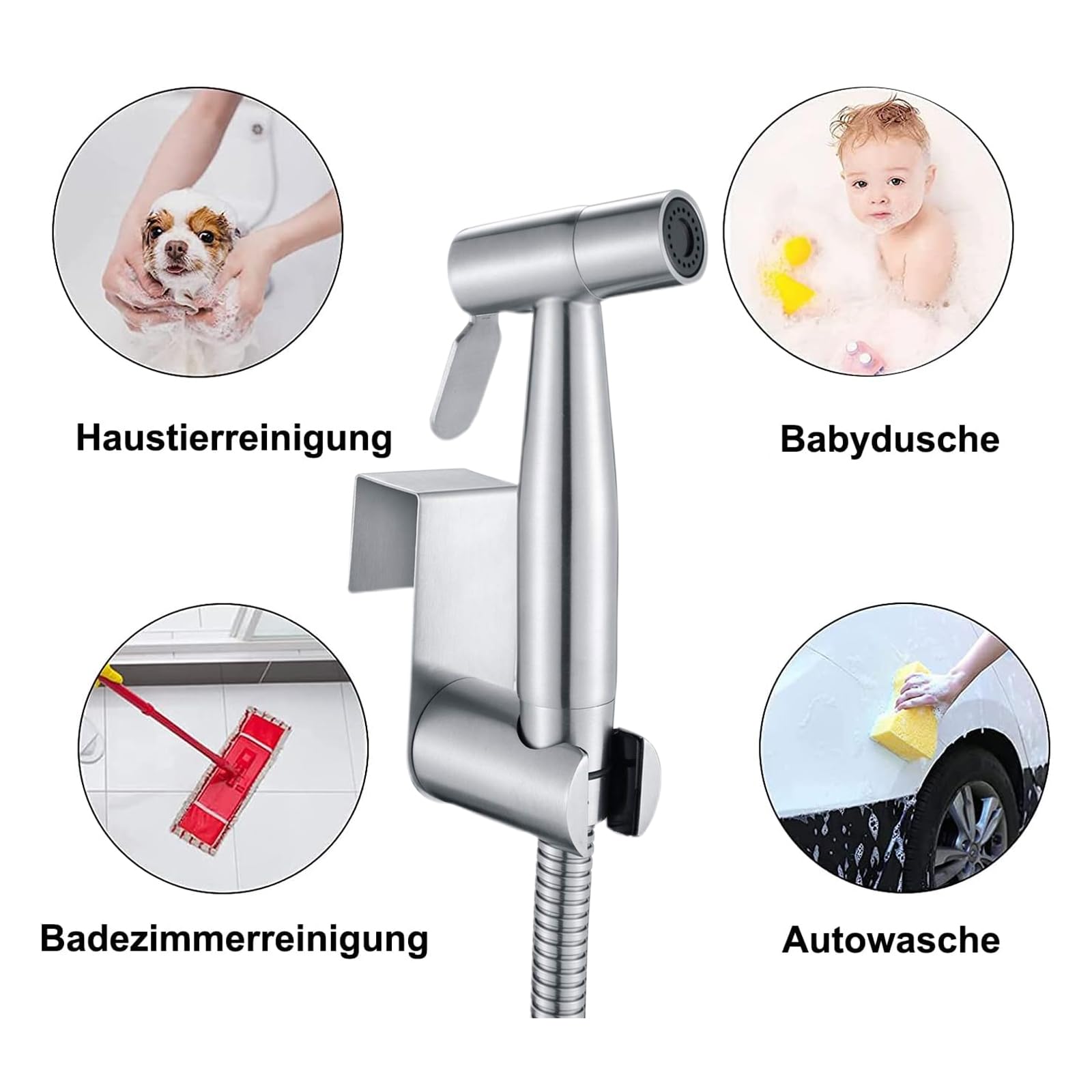 Portable Bidet Sprayer Kit,Stainless Steel Bidet Hand Shower for Bidet Toilet Shower with 2 Way Shower Diverter - Image 3
