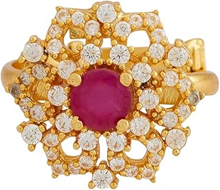 kushal's Fashion Jewellery Ruby Gold Polished 92.5 Silver Temple adjustable Finger Ring, Best for Festive & Special Occasion-picture-27