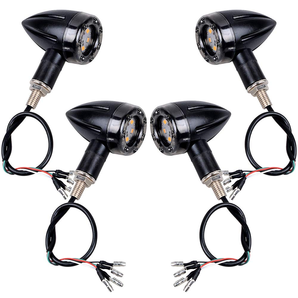 4PCS Motorcycle Turn Signals Light Motorbike Indicator Runing Lights Black Smoke Lens Amber Blinker Bullet Yellow Compatible with Honda Fury Goldwing Kawasaki Yamaha Suzuki