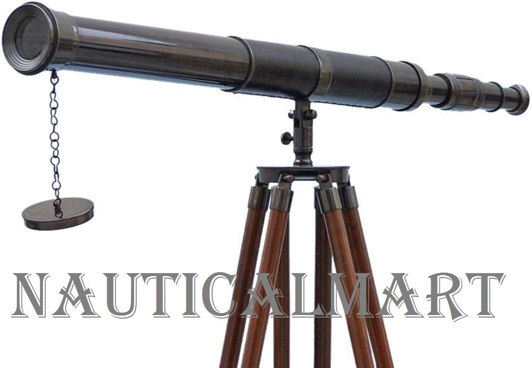 NauticalMart Nautical Floor Oil Rubbed Bronze Harbor Master Standing Vintage Telescope, Black