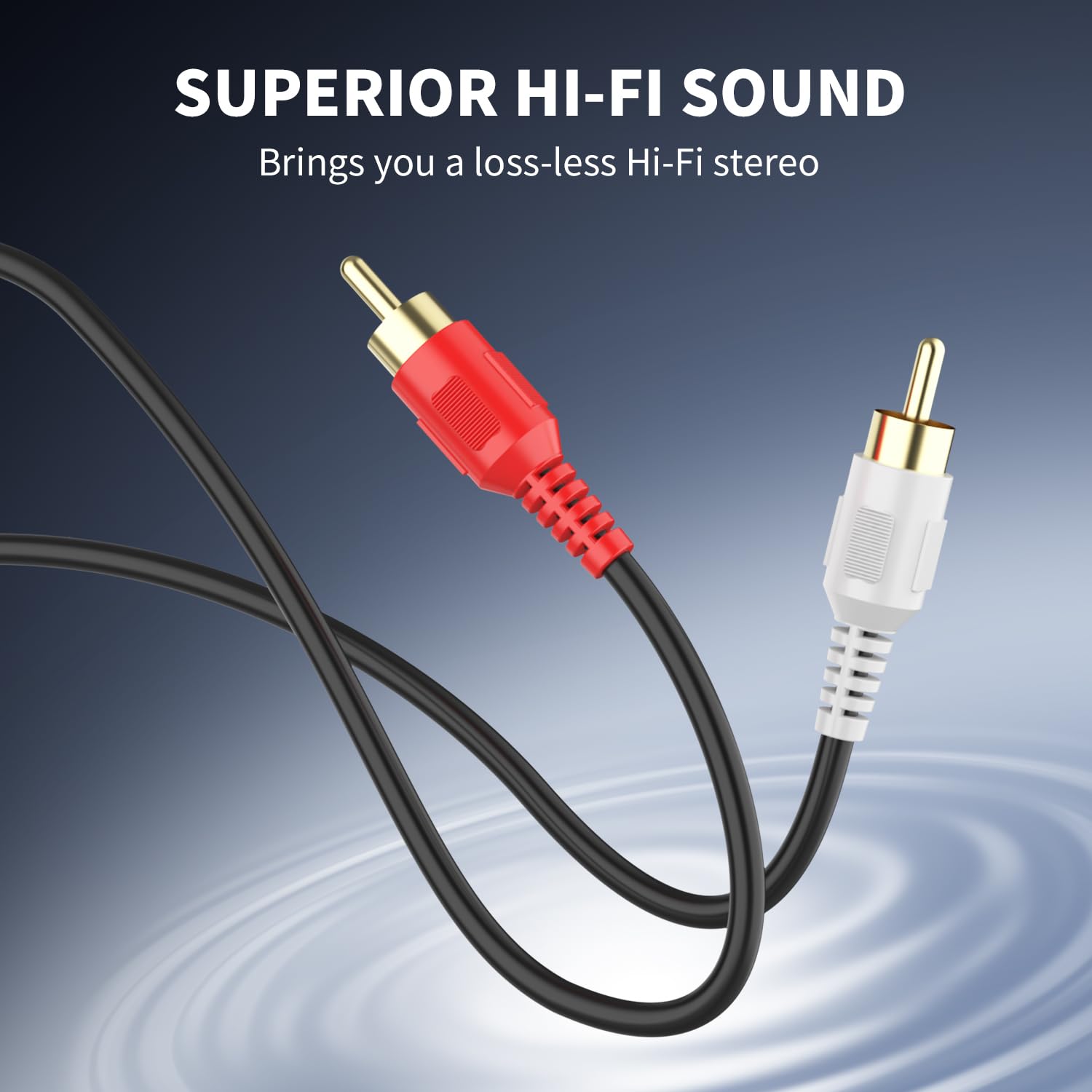 Cavo RCA 1,8 m, cavo audio stereo 2RCA M/M [placcato oro 24 K | nucleo in rame] 2RCA maschio a 2RCA maschio. per Home Theater, HDTV, amplificatori, sistemi Hi-Fi, altoparlanti