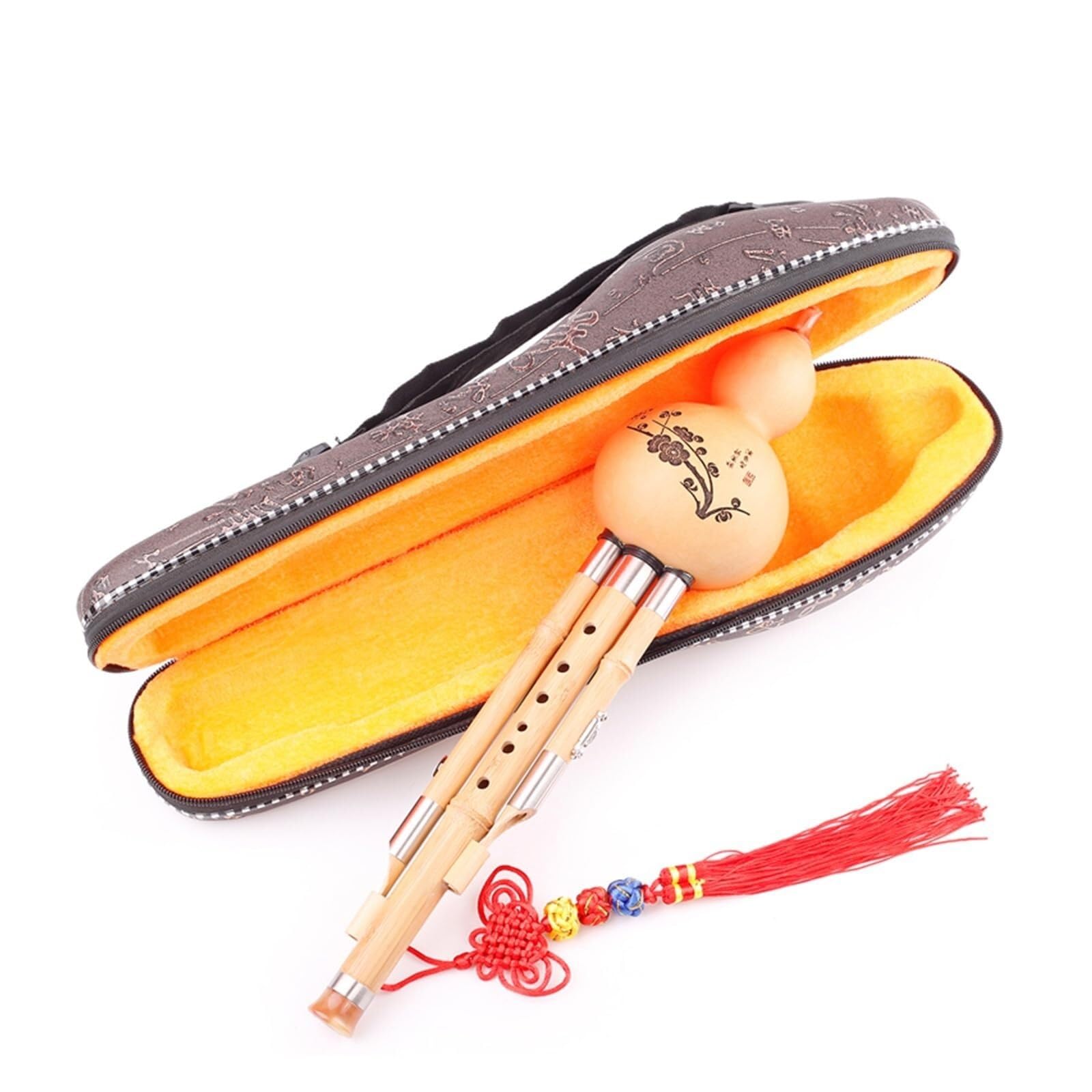 Flauta Hulusi de bambú, llave F, llave G, Hulusi, instrumento de viento tradicional chino, entrada for estudiantes principiantes con estuche profesional