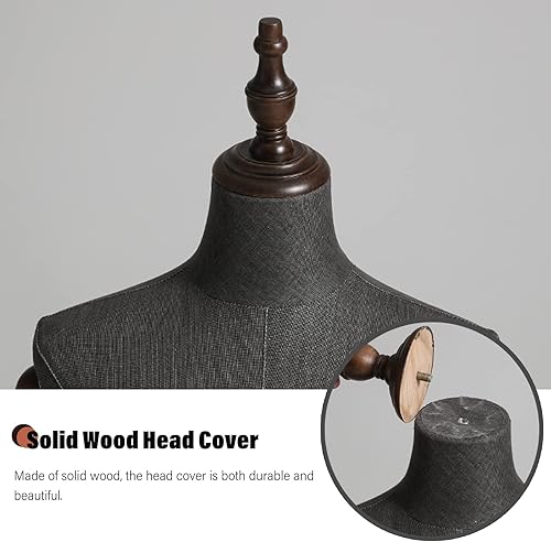 Miniatura 2 de Sewing Mannequin Torso Maniquins Body Female Black, Clothing Dress Form Stand Adjustable Half Body Torso ManikinDummy for Shop Display, with Wooden