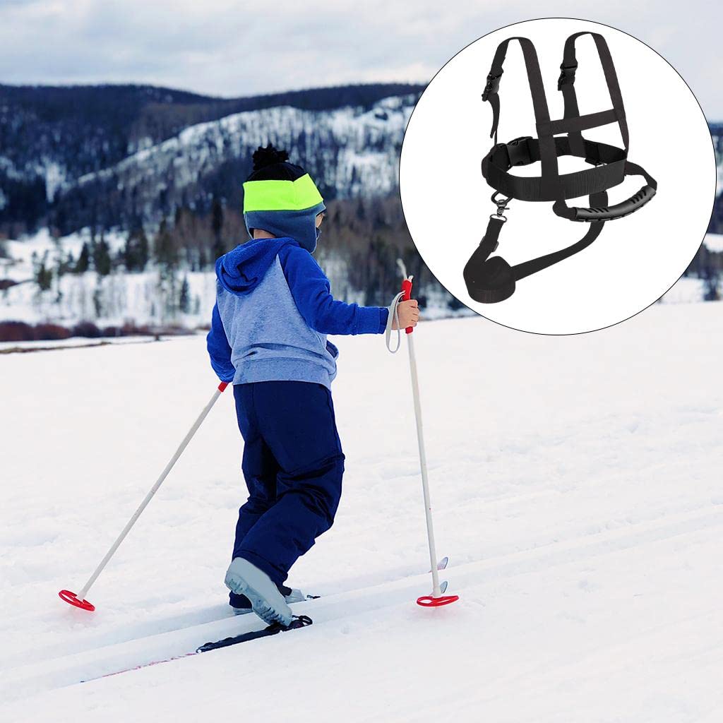 Harnais D'apprentissage Ski Enfant – Nylon, Sangle Réglable, Laisse 2,1 M – Pour Ski, Snowboard, Patinage – 2-7 Ans, Noir