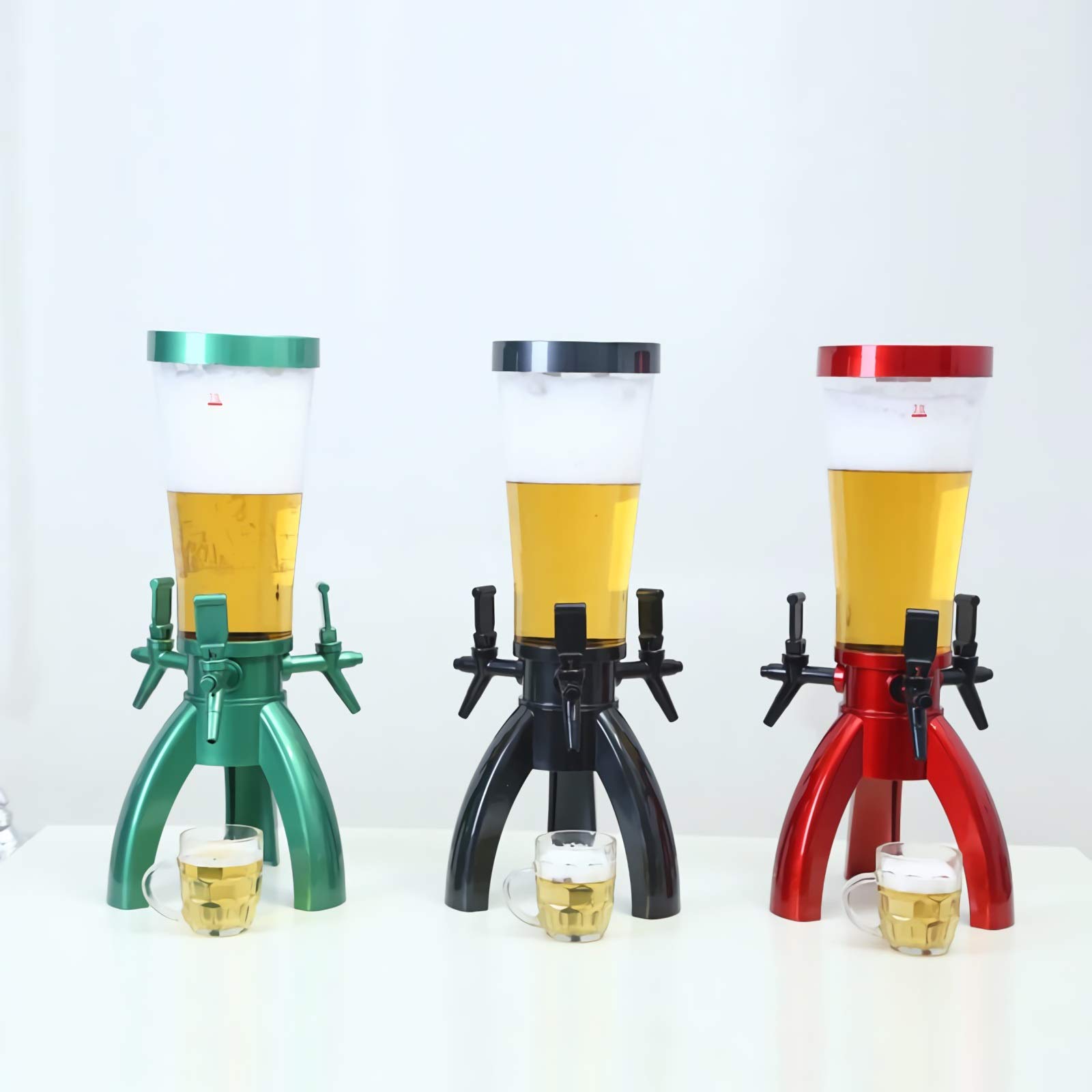 Distributeur de Boissons Distributeur de tour de bière, distributeur de boissons avec 3 robinets et tube de gel, jus de vin de jus de glace Perfect for Bar Club KTV, Noir Tireuse a Biere/Girafe à Bièr