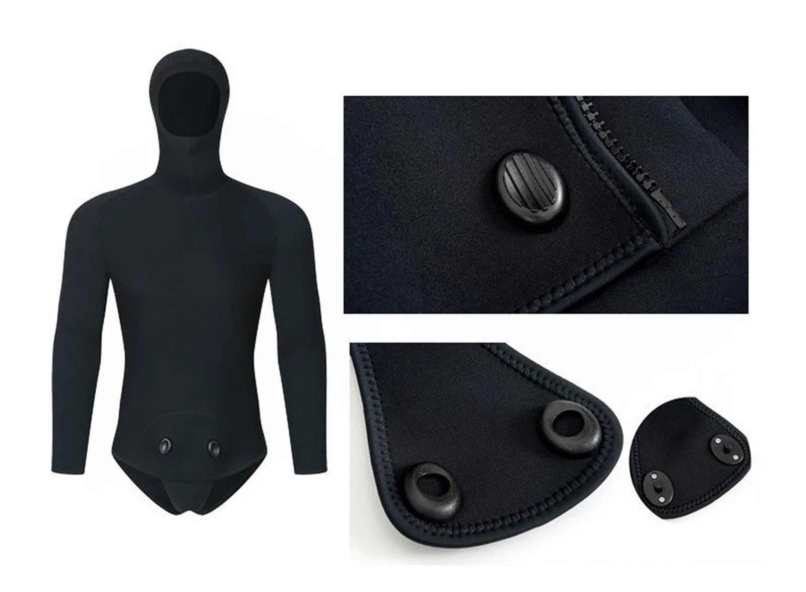 Muta Sub Muta da Sub con Cappuccio in Neoprene da 3 mm, da Uomo, Due Pezzi Separati, for Immersioni subacquee e Pesca Subacquea(Front Open Top,XXXL)