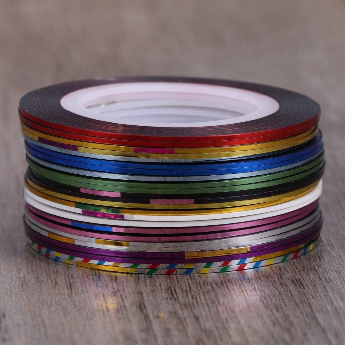 30Rolls Nail Striping Tapes Self-Adhesive Shining Holographic DIY Nail Art Lines for Manicure and Pedicure Mixed Gold and Silver Colors